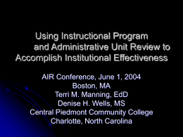 Using Instructional Program and Administrative Unit Review to Accomplish Institutional Effectiveness
