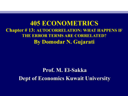 405 ECONOMETRICS By Domodar N. Gujarati Prof. M. El-Sakka