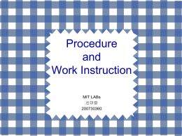 Procedure and Work Instruction MIT LABs