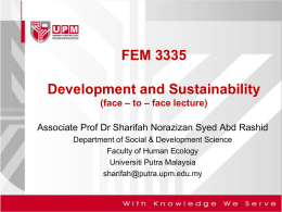 FEM 3335 Development and Sustainability – to – face lecture) (face