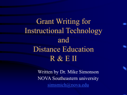 Grant Writing for Instructional Technology and Distance Education