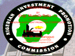 Engr. Mustafa Bello , H.E. Mr. Wu Bangguo PRESENTATION