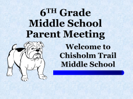 6 Grade Middle School Parent Meeting