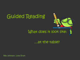 Guided Reading What does it look like: …at the table?