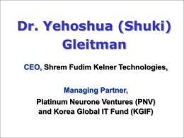 Dr. Yehoshua (Shuki) Gleitman CEO, Managing Partner,