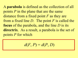 d parabola P F