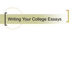 Writing Your College Essays