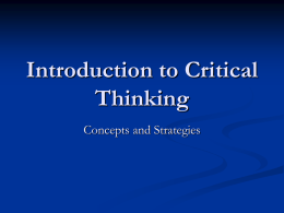 Introduction to Critical Thinking Concepts and Strategies