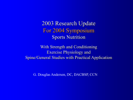 2003 Research Update For 2004 Symposium Sports Nutrition