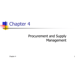 Chapter 4 Procurement and Supply Management 1