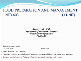 FOOD PREPARATION AND MANAGEMENT NTD 403 (1 UNIT)
