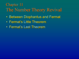 The Number Theory Revival Chapter 11 • Between Diophantus and Fermat