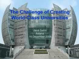 The Challenge of Creating World-Class Universities Jamil Salmi Astana