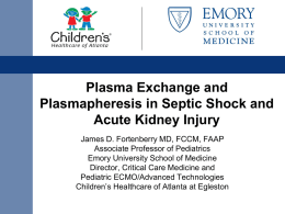 Plasma Exchange and Plasmapheresis in Septic Shock and Acute Kidney Injury