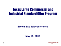 Texas Large Commercial and Industrial Standard Offer Program Brown Bag Teleconference