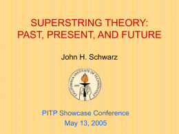 SUPERSTRING THEORY: PAST, PRESENT, AND FUTURE John H. Schwarz PITP Showcase Conference