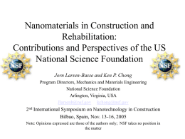 Nanomaterials in Construction and Rehabilitation: Contributions and Perspectives of the US