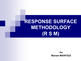 RESPONSE SURFACE METHODOLOGY (R S M) Mariam MAHFOUZ