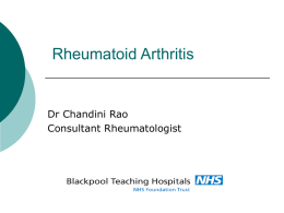 Rheumatoid Arthritis Dr Chandini Rao Consultant Rheumatologist