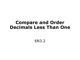 Compare and Order Decimals Less Than One 6N3.2