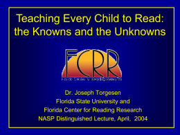 Teaching Every Child to Read: the Knowns and the Unknowns