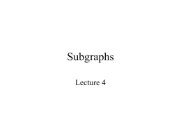 Subgraphs Lecture 4
