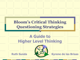 Bloom’s Critical Thinking Questioning Strategies A Guide to Higher Level Thinking