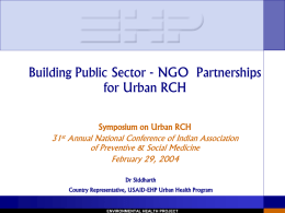 Building Public Sector - NGO  Partnerships for Urban RCH
