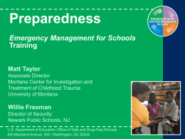 Preparedness Emergency Management for Schools Training Matt Taylor