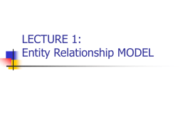 LECTURE 1: Entity Relationship MODEL