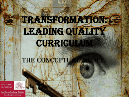 Transformation: Leading Quality Curriculum The Conceptual Model