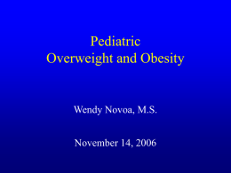 Pediatric Overweight and Obesity Wendy Novoa, M.S. November 14, 2006