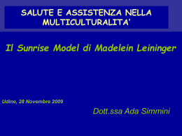 Il Sunrise Model di Madelein Leininger SALUTE E ASSISTENZA NELLA MULTICULTURALITA’