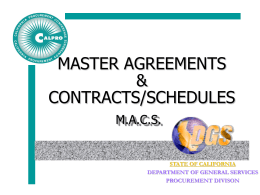MASTER AGREEMENTS &amp; CONTRACTS/SCHEDULES M.A.C.S.