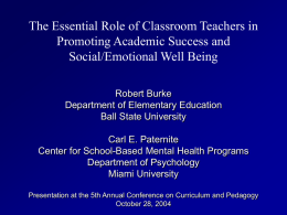 The Essential Role of Classroom Teachers in Promoting Academic Success and