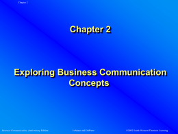 Chapter 2 Exploring Business Communication Concepts Business Communication