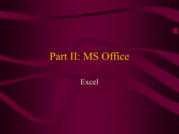 Part II: MS Office Excel