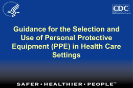 Guidance for the Selection and Use of Personal Protective Settings