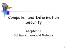 Computer and Information Security Chapter 11 Software Flaws and Malware