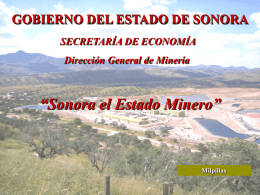 “Sonora el Estado Minero” GOBIERNO DEL ESTADO DE SONORA SECRETARÍA DE ECONOMÍA