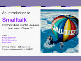 Smalltalk An Introduction to First Pure Object Oriented Language MacLennan, Chapter 12