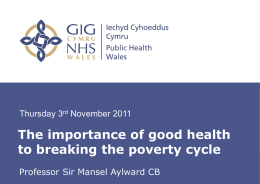 The importance of good health to breaking the poverty cycle Thursday 3