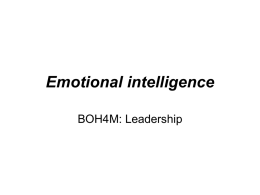 Emotional intelligence BOH4M: Leadership