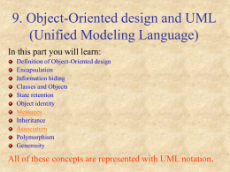 9. Object-Oriented design and UML (Unified Modeling Language)