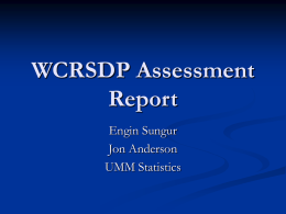 WCRSDP Assessment Report Engin Sungur Jon Anderson