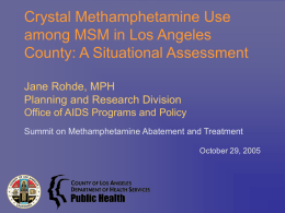 Crystal Methamphetamine Use among MSM in Los Angeles County: A Situational Assessment