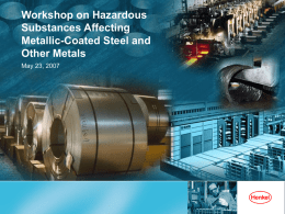 Workshop on Hazardous Substances Affecting Metallic-Coated Steel and Other Metals