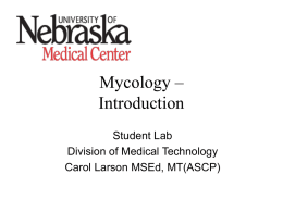 Mycology – Introduction Student Lab Division of Medical Technology