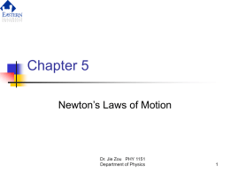 Chapter 5 Newton’s Laws of Motion Department of Physics