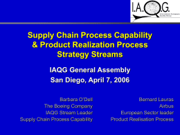 Supply Chain Process Capability &amp; Product Realization Process Strategy Streams IAQG General Assembly